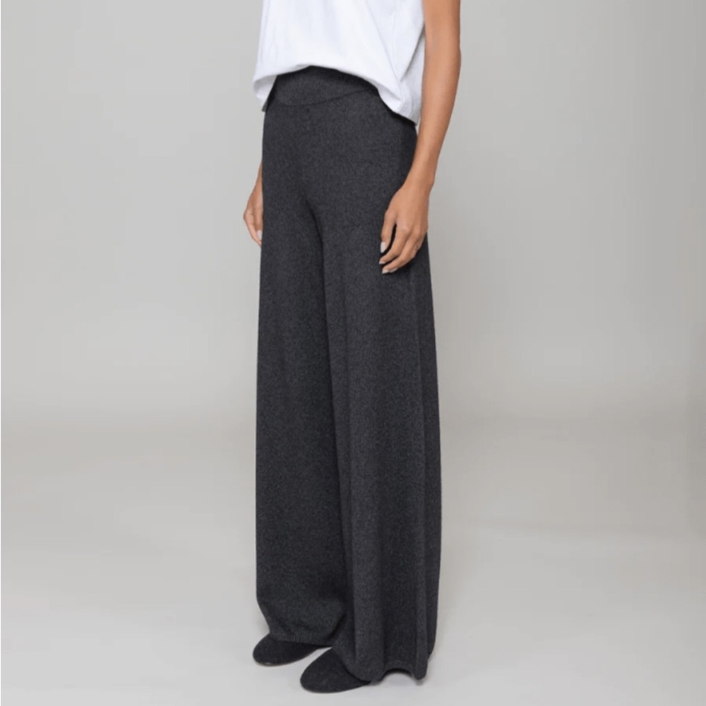 Leset Pants Zoe Cashmere Wool Wide Leg Lounge Trousers Sz XL - Picture 3 of 14